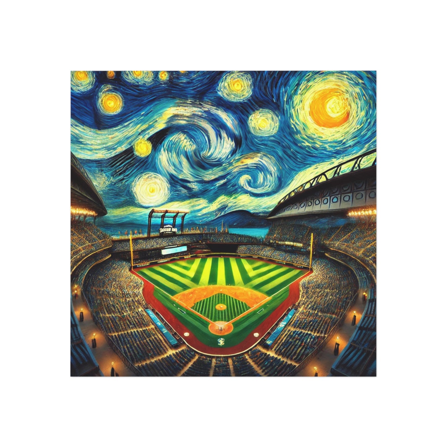 Seattle Ballpark Starry Night Magnet