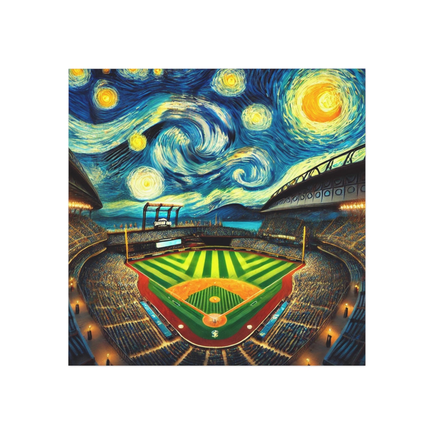 Seattle Ballpark Starry Night Magnet