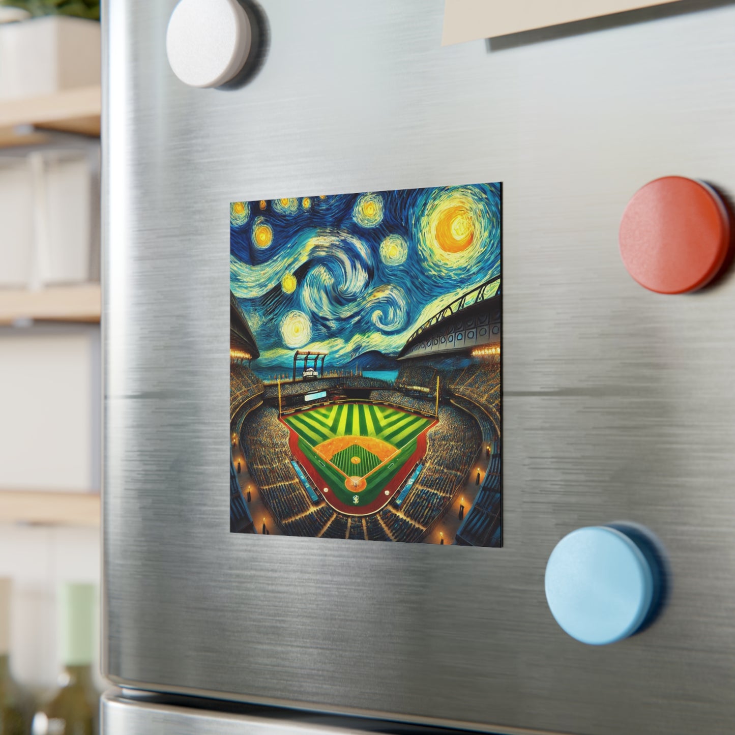 Seattle Ballpark Starry Night Magnet