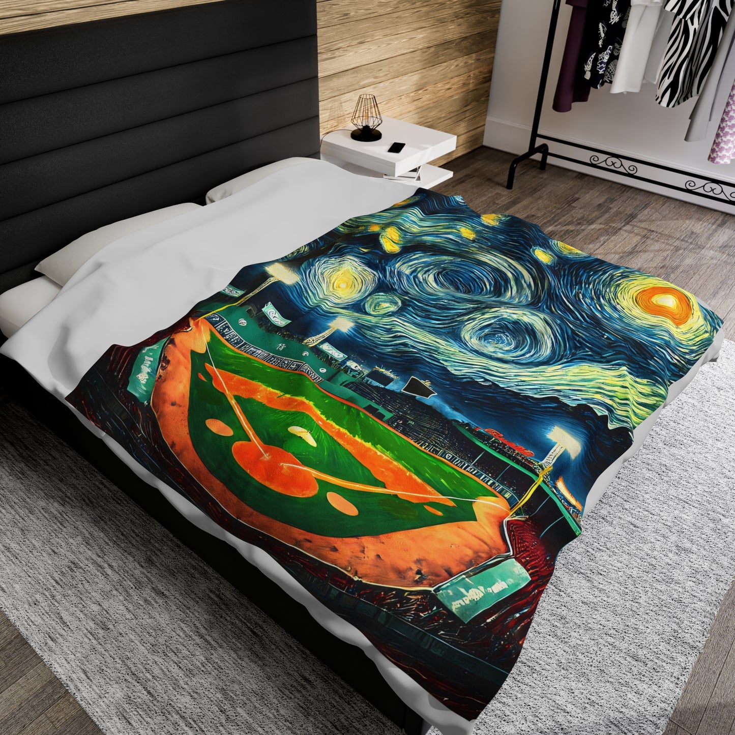 Boston Starry Night Velveteen Plush Blanket