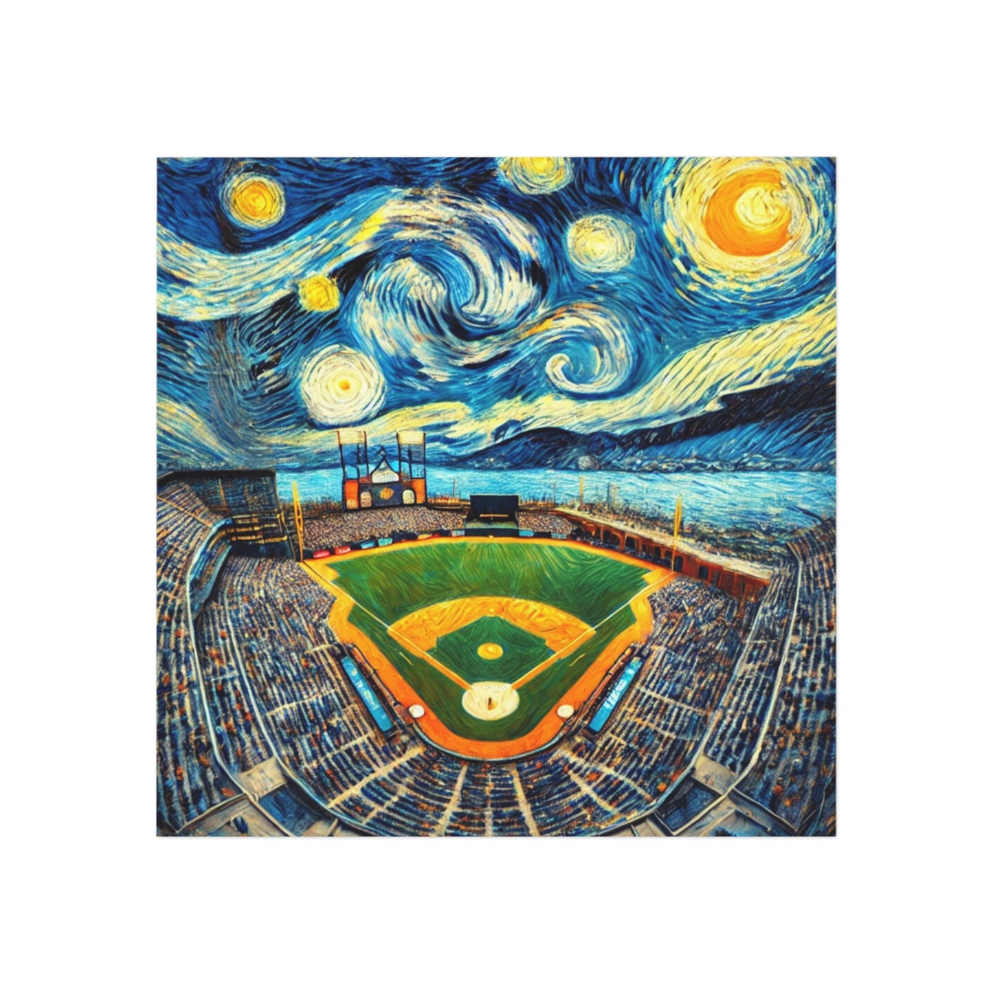 San Francisco Baseball Stadium Starry Night Square Magnet